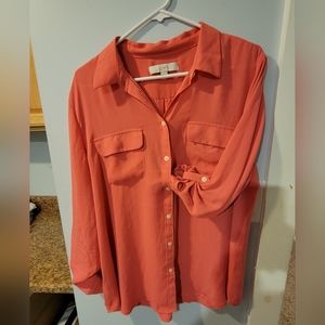 Womens Loft Coral Color Button Shirt